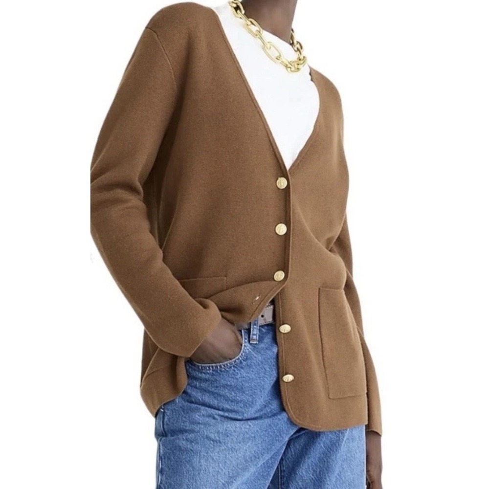 J Crew Giselle V Neck Sweater Blazer In Brown Size Medium Orig Price $99 NWT